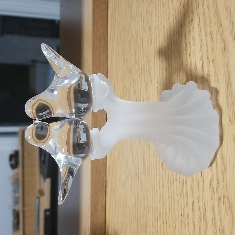 Frosted Hand Blown Glass Sweet Love Birds Doves Figurine